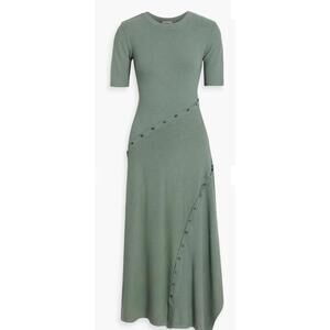 SIMKHAI Toma button-detailed ribbed jersey midi dress
